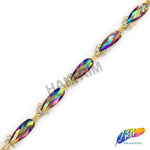 3/8" Color AB Teardrop Stone Trim with Crystal Rhinestones, ACR-051