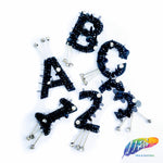 SALE! Black Sequins Beaded Letters and Numbers with Dangling Beads