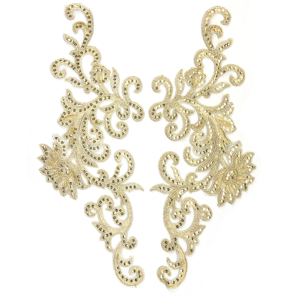 wholesale bling sequins embroidery lace gold