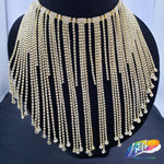 6 1/2" Rhinestone Cupchain Fringe with Round Glass Stones, RF-037