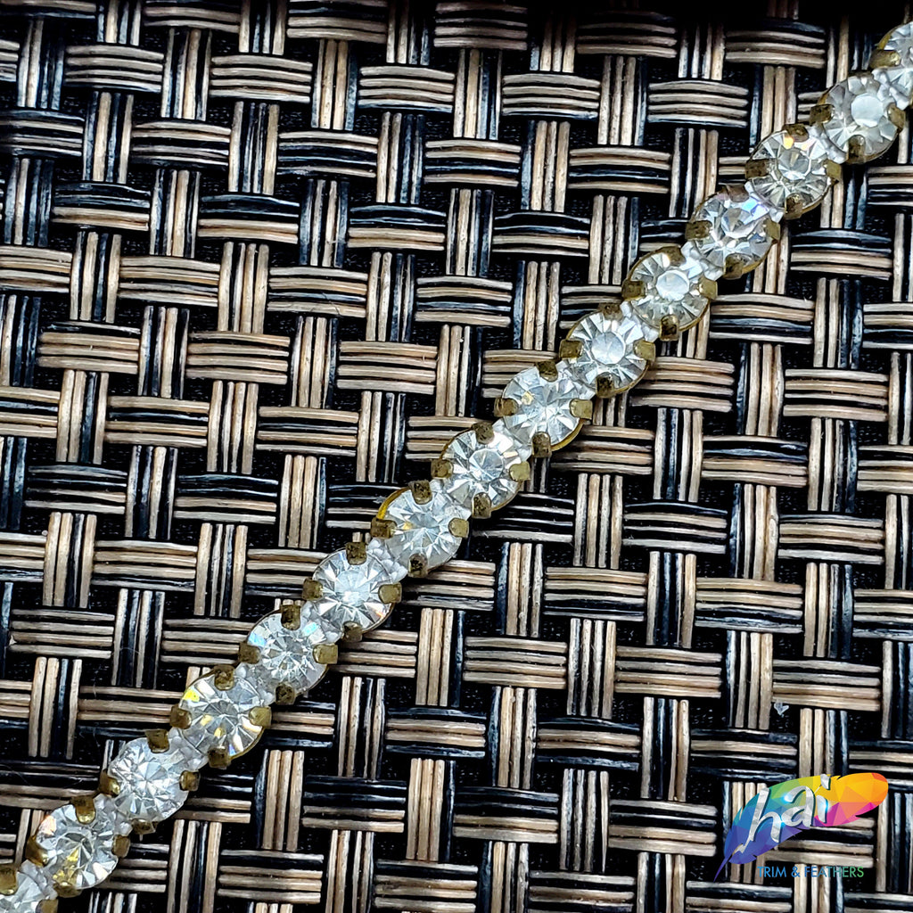 1 3/4 Rose Gold Pearl Beaded Crystal Rhinestone Trim (sold by yard pi –  Hai Trim & Feathers