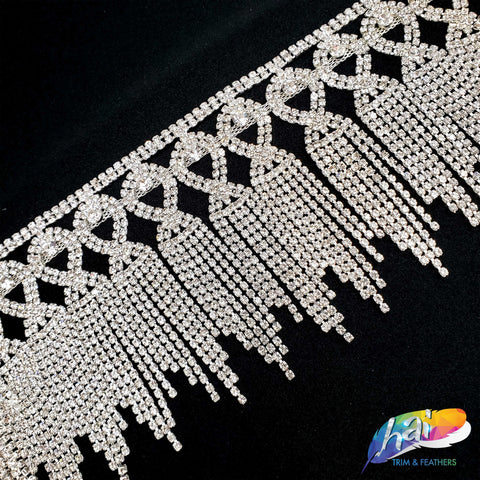 Perial Co Blue Rhinestone Fringe Trim Sold by the Yard 18 inches
