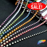 CLOSEOUT! 10 yards of 20ss Single Row Color Stones Non Stretch Rhinestone Trim